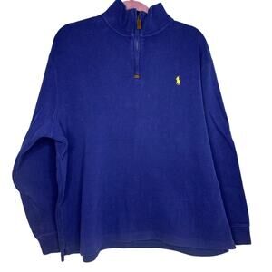 Polo Ralph Lauren Quarter Zip Sweater Pullover Men's Size XXL Blue Preppy Indigo